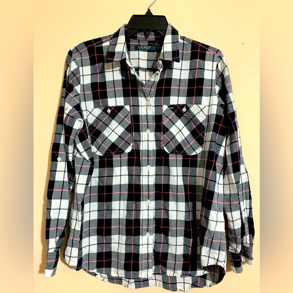 Lauren Ralph Lauren green label button up shirt blouse (L)